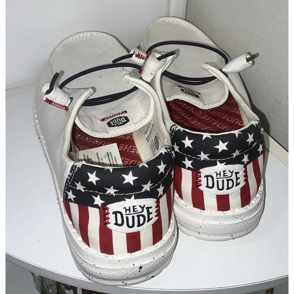 Hey Dude Wendy Americana Flag Red White And Blue Shoes W7 4th Of July